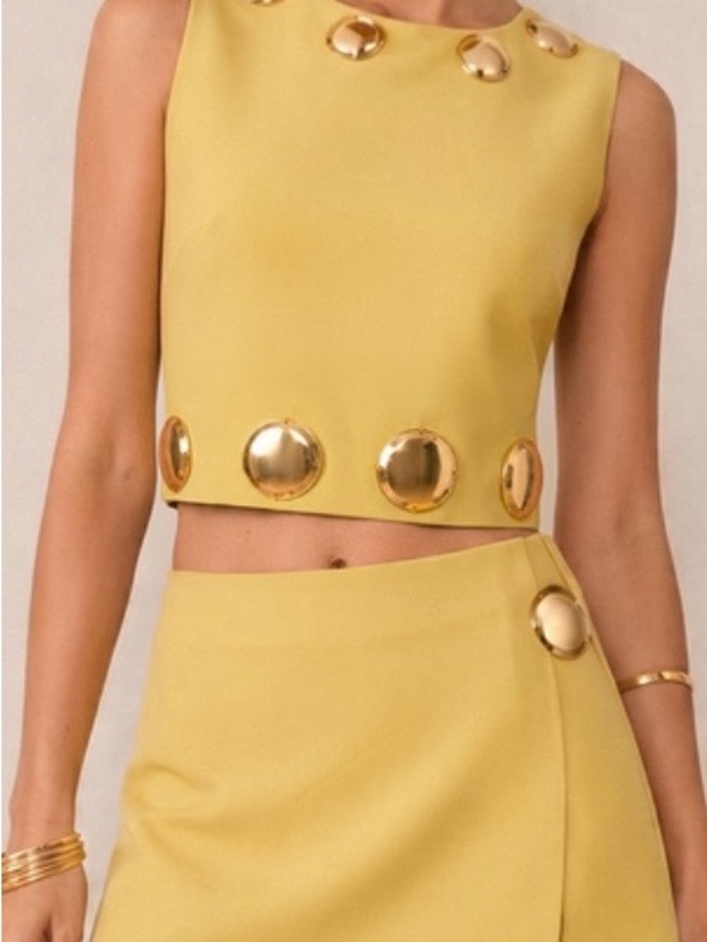 Red Tank Top with Gold Disc Accents - Picture 2 of 7
